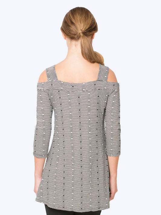 Tianello "Fianna"  French Knit "Simha" Cold Shoulder Tunic S,M,L,XL