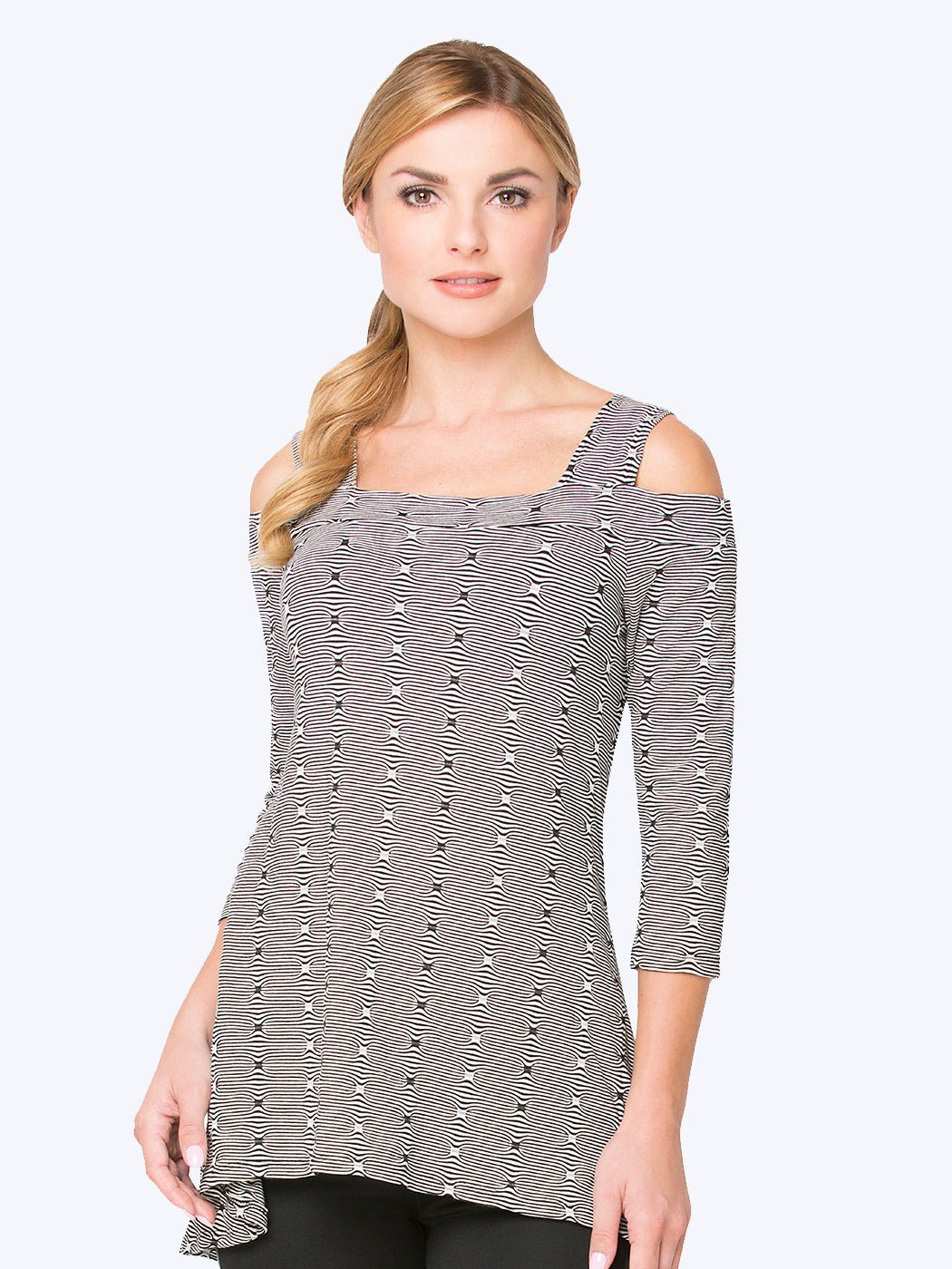 Tianello "Fianna"  French Knit "Simha" Cold Shoulder Tunic S,M,L,XL