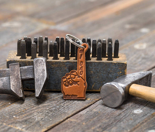 #1 Dad Leather Keychain All for American