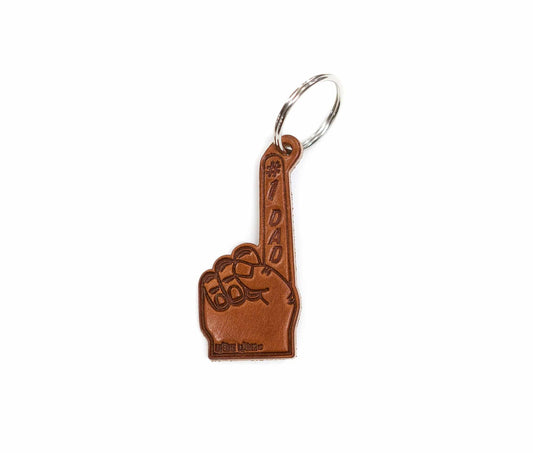#1 Dad Leather Keychain All for American