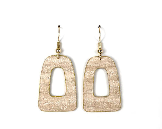 Pearly Beige Faux Stone Open Arch Earrings - Small