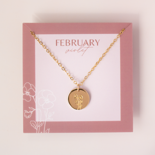 February Birth Flower Necklace • Violet
