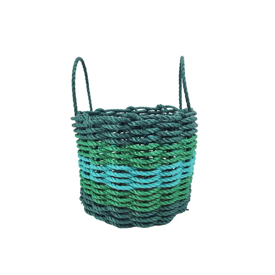 Hunter Green, Green & Teal Five Stripe Rope Basket