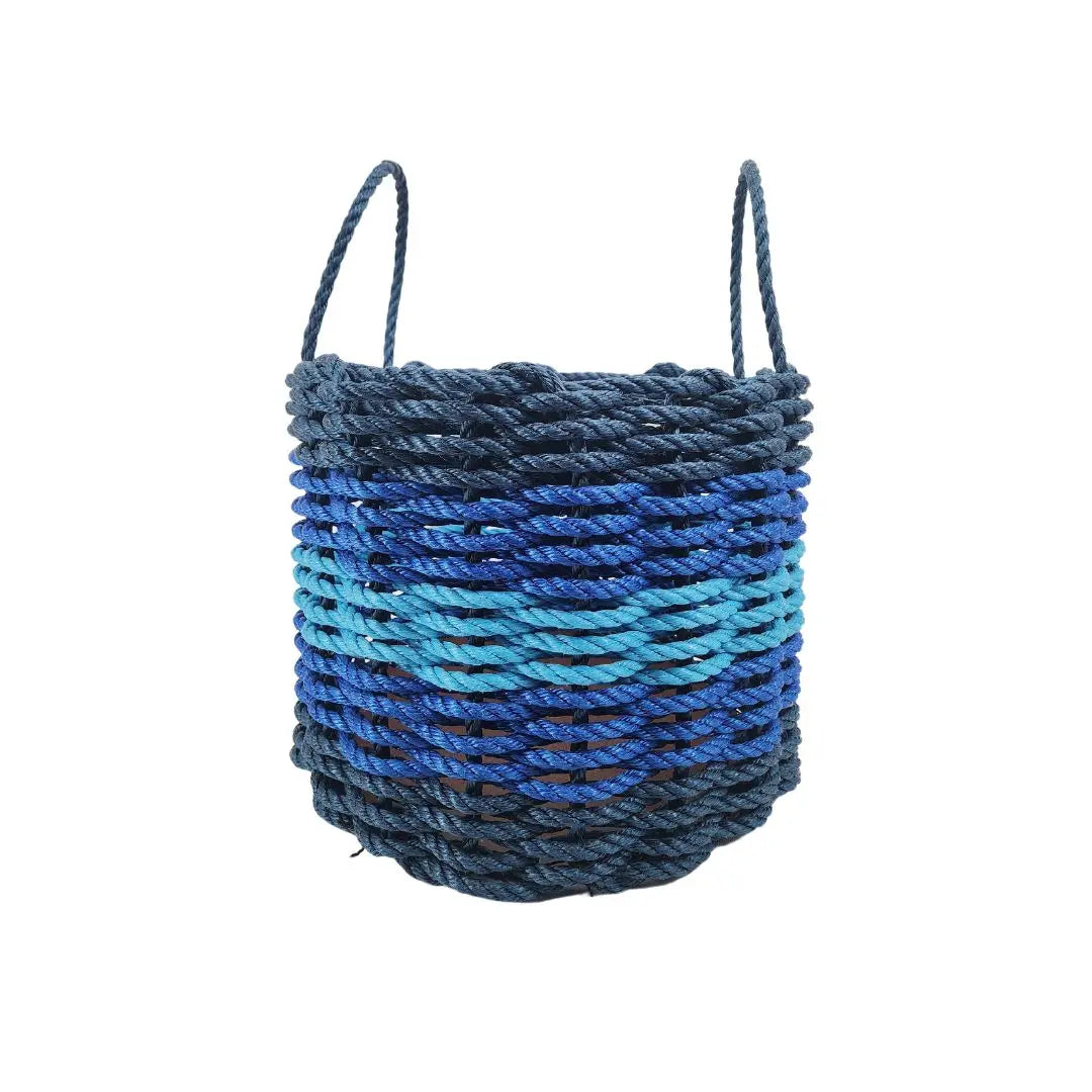 Navy Blue, Blue & Light Blue Five Stripe Rope Basket