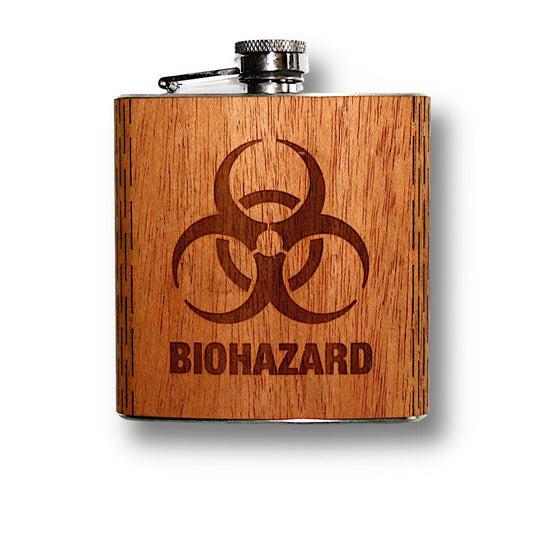 6 oz. Wooden Hip Flask (Biohazard in Mahogany)