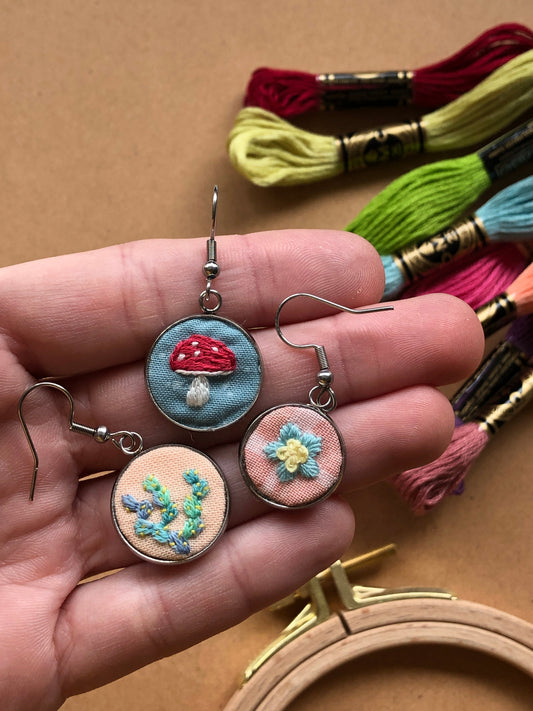 Embroidered Earrings - Embroidery Kits for Beginners