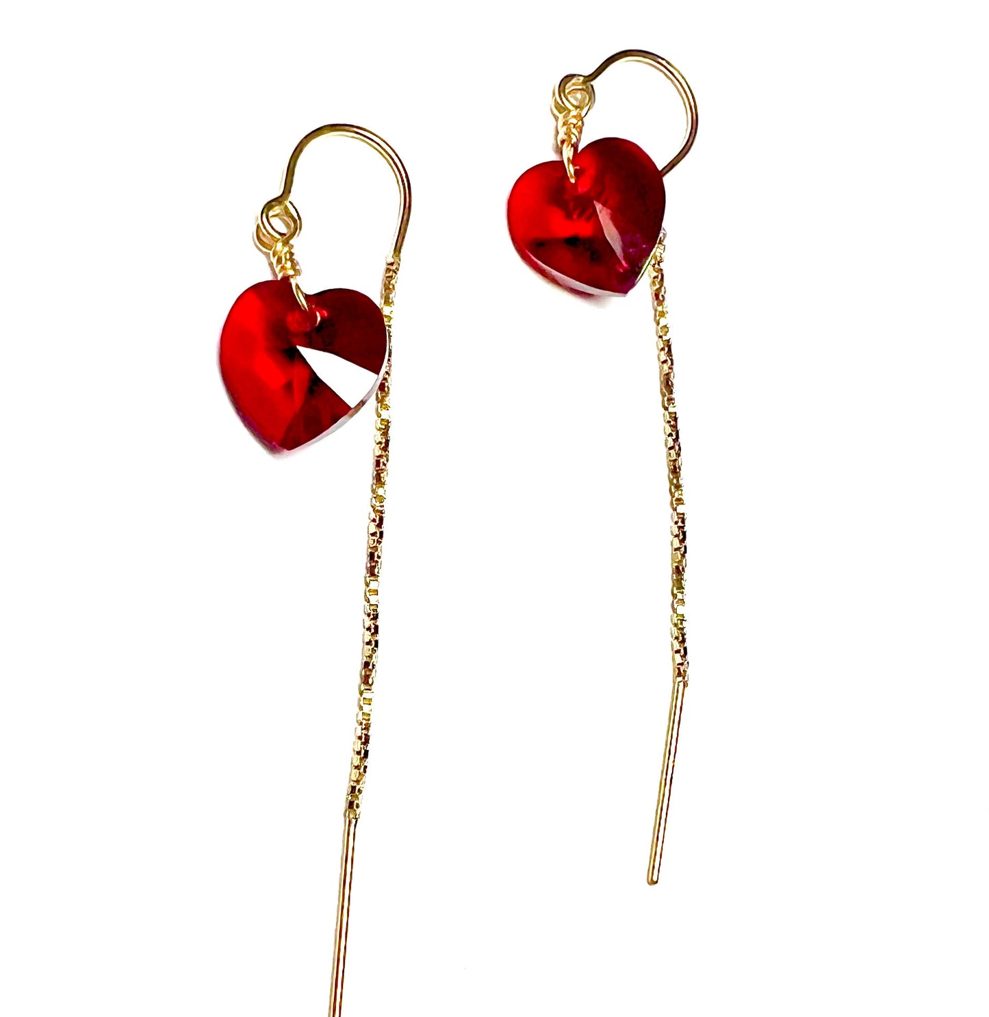 Red Heart swarovski Threader Earrings
