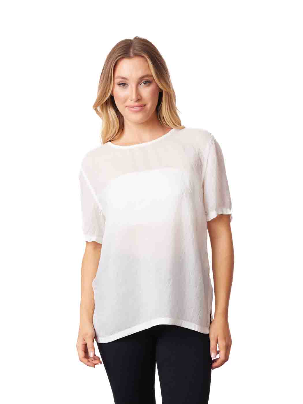 Tianello  sueded "CUPRO" Short Sleeve "Tess" Blouse   S,M,