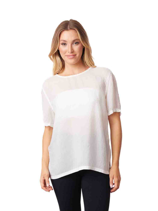 Tianello  sueded "CUPRO" Short Sleeve "Tess" Blouse   S,M,