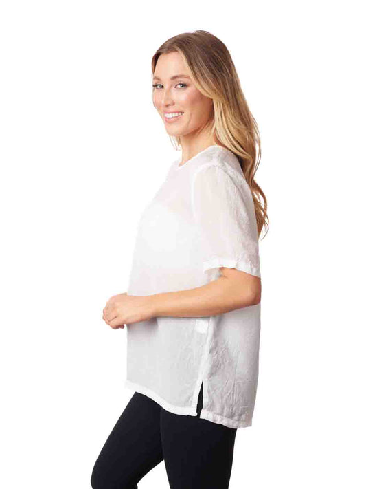Tianello  sueded "CUPRO" Short Sleeve "Tess" Blouse   S,M,