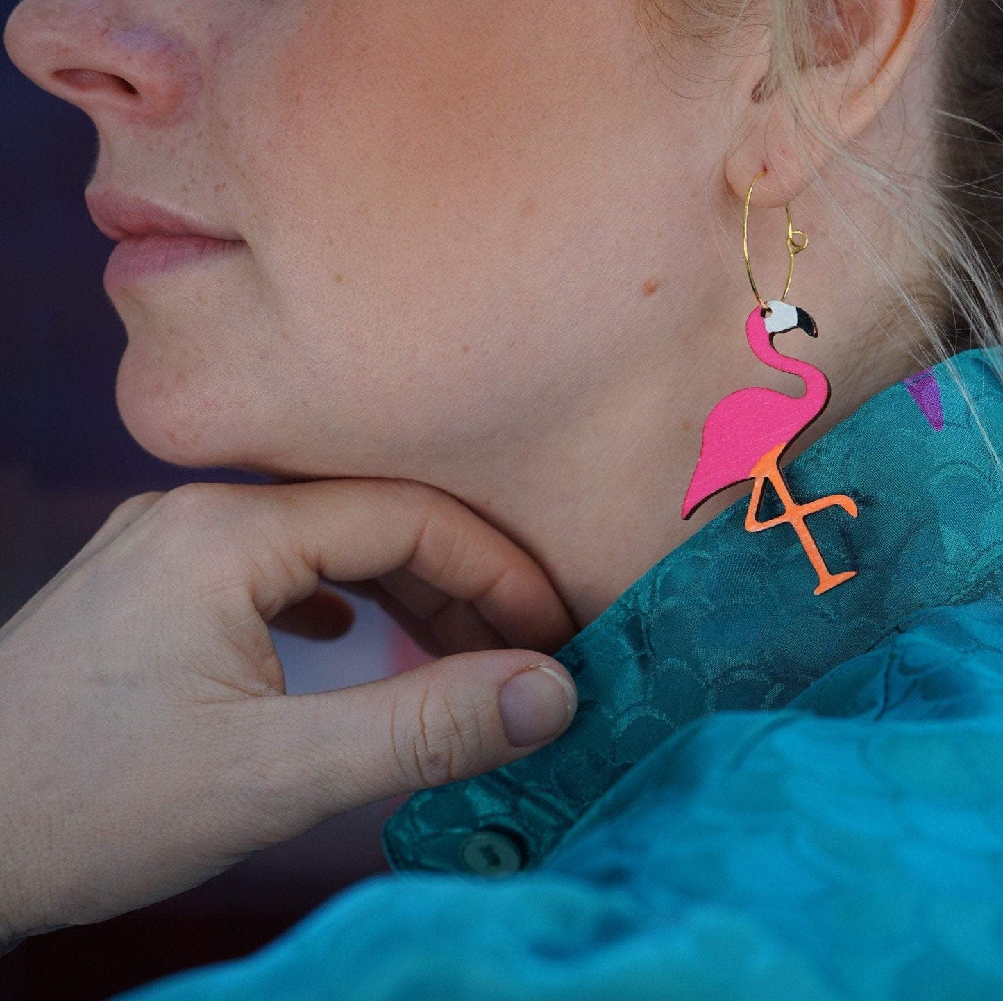 Neon Flamingo Hoops