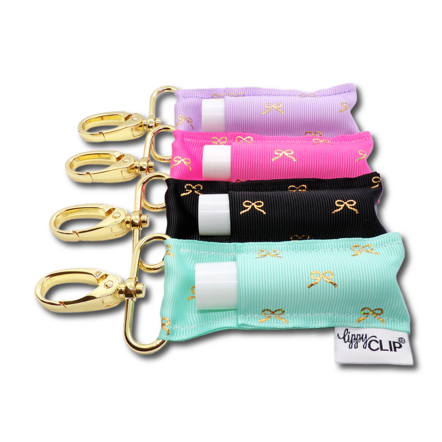Gold Bows on Ivory LippyClip® Lip Balm Holder