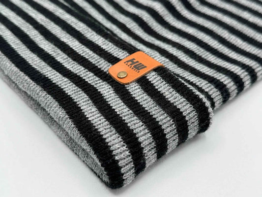 HAAKWEAR Classic RORO Cuffed Beanie / Hat - Black / Gray, Made in USA