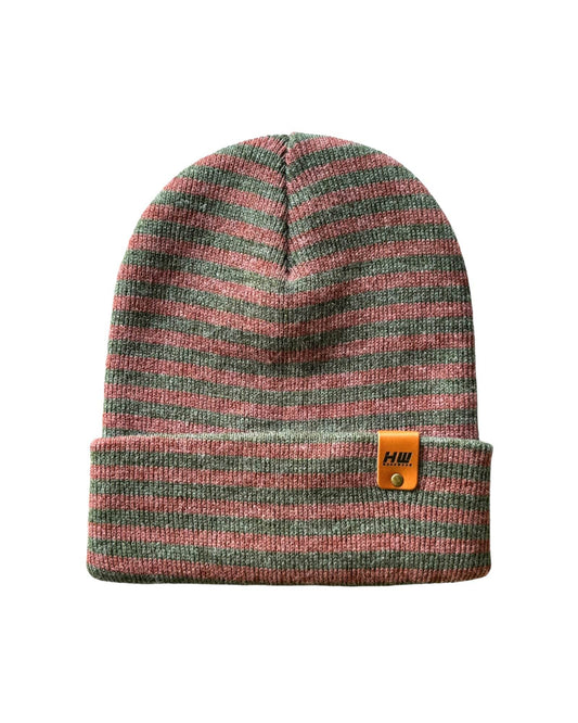 HAAKWEAR Traditional  Classic RORO Cuffed Beanie / Hat - Burgundy / Green, Made in USA