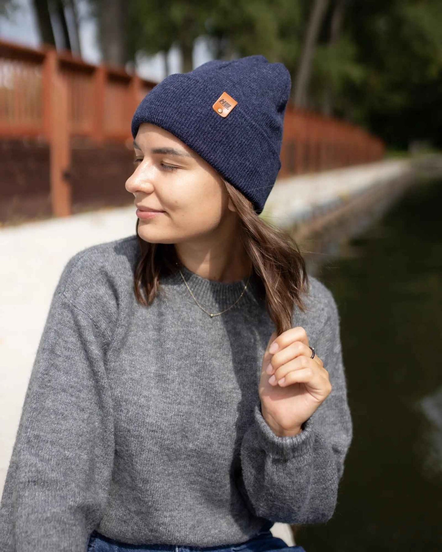 HAAKWEAR Denim Blue Knit Beanie - Cuffed Classic Hat, Made in USA