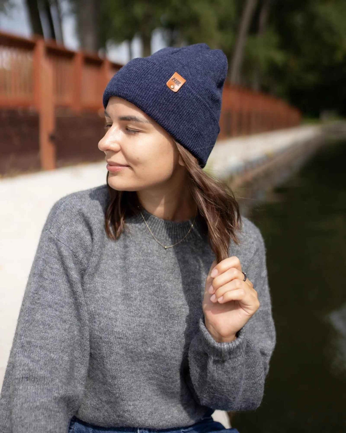 HAAKWEAR Denim Blue Knit Beanie - Cuffed Classic Hat, Made in USA