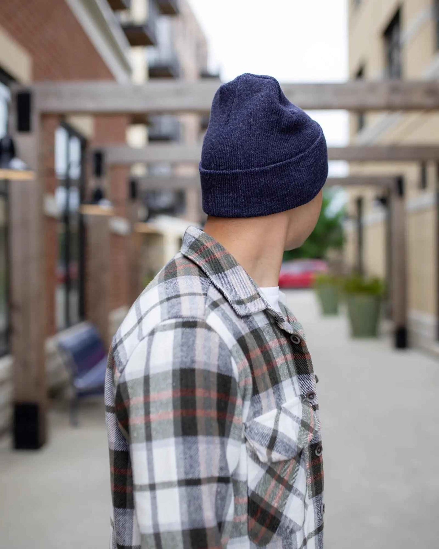 HAAKWEAR Denim Blue Knit Beanie - Cuffed Classic Hat, Made in USA