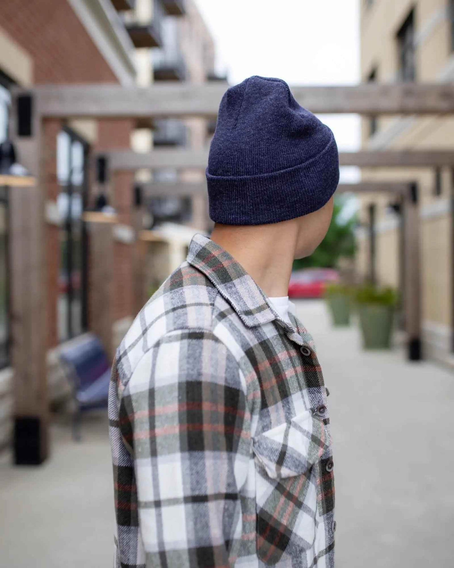HAAKWEAR Denim Blue Knit Beanie - Cuffed Classic Hat, Made in USA