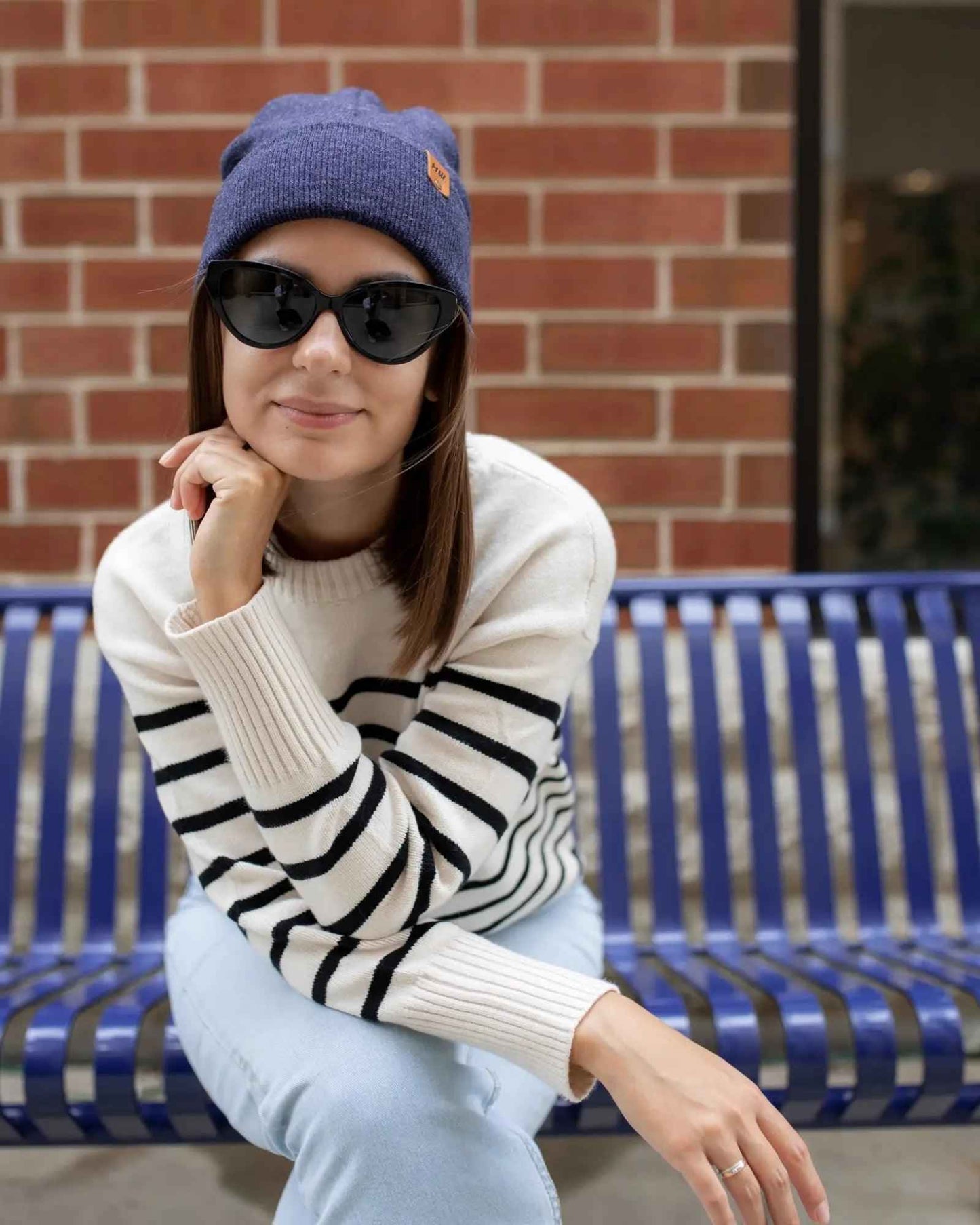 HAAKWEAR Denim Blue Knit Beanie - Cuffed Classic Hat, Made in USA