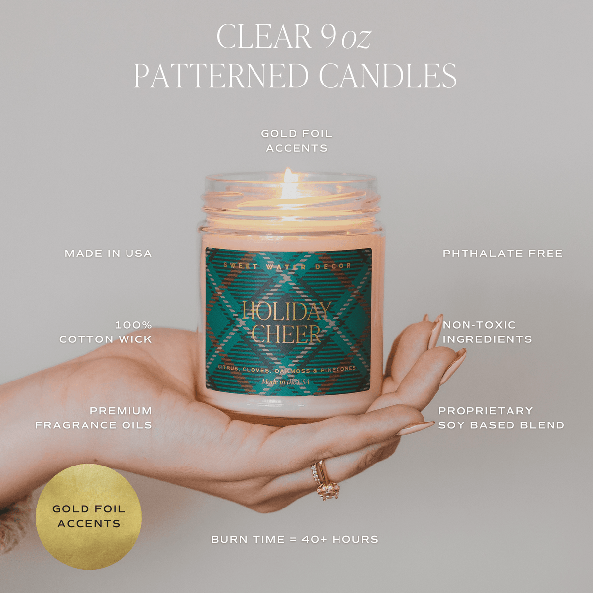 Sugar Cookies Soy Candle - 9 oz Patterned Clear Jar
