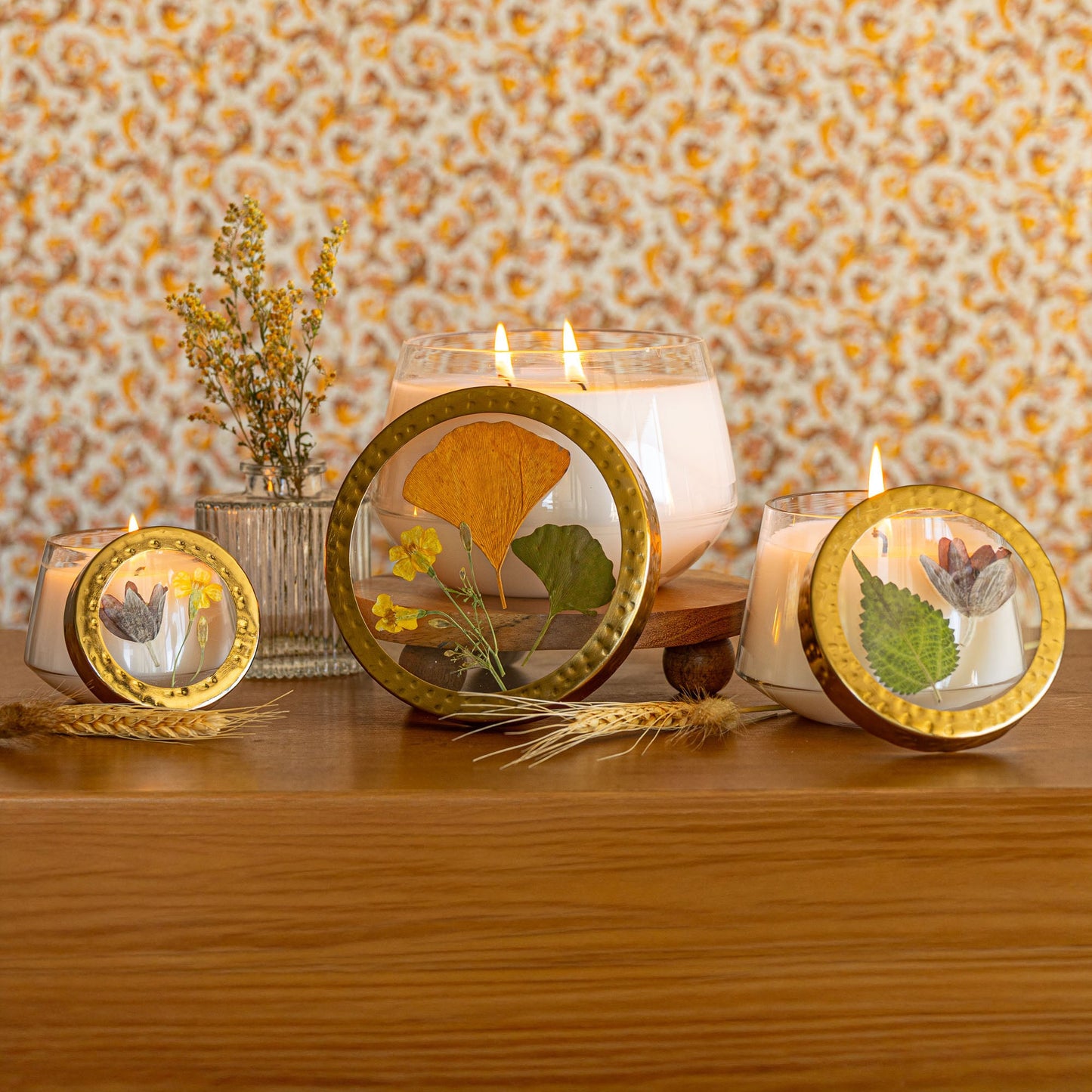 Signature Pressed Floral Candle - Harvest Pumpkin
