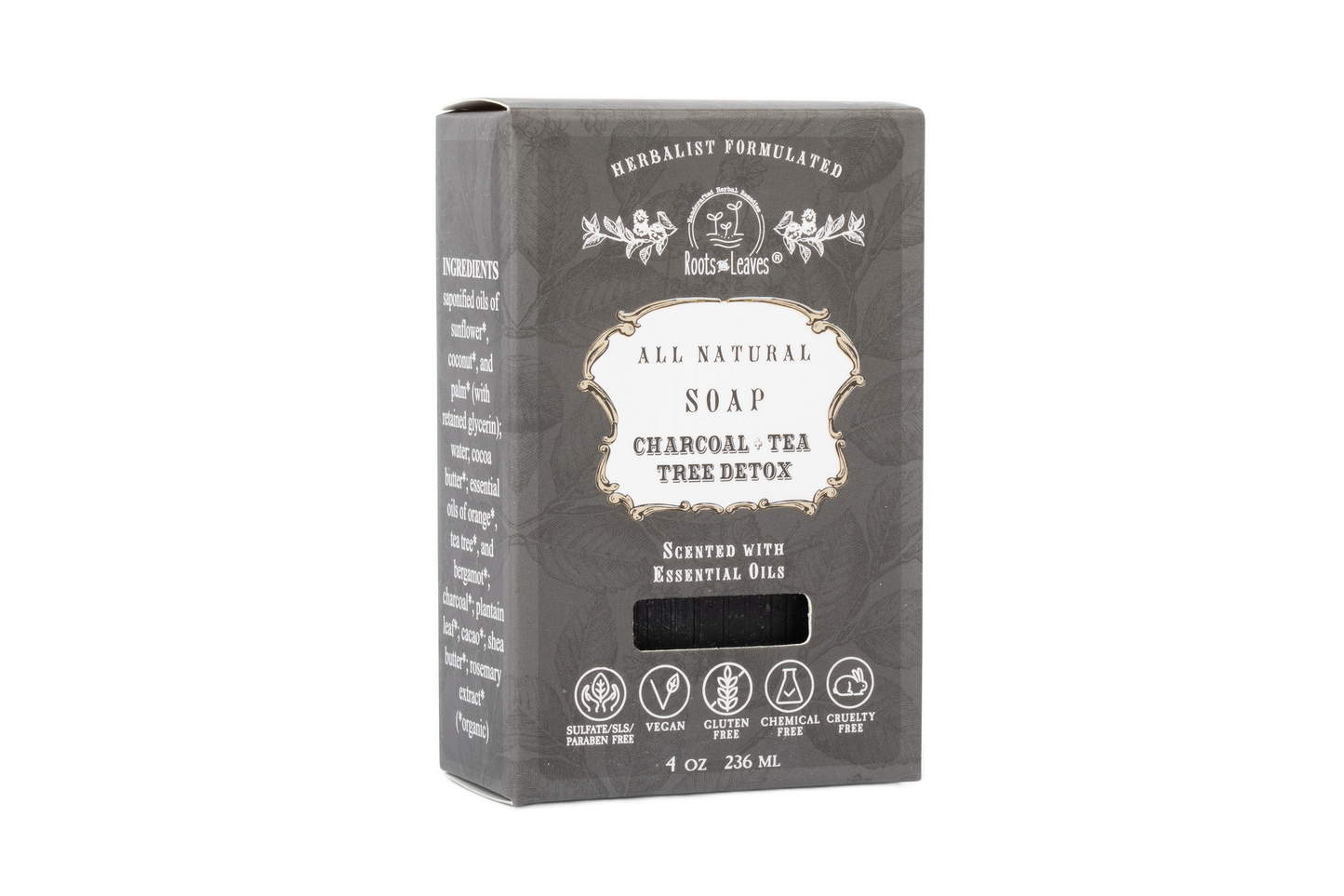Organic Vegan Charcoal + Tea Tree Detox Bar Soap