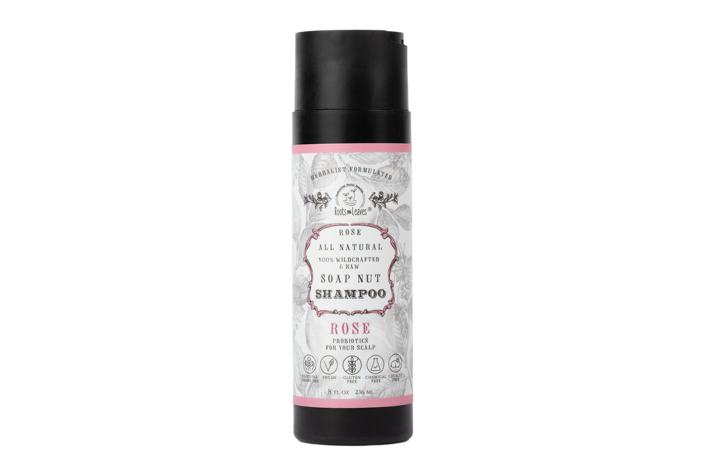 All Natural Soapnut SHAMPOO - ROSE- wild fermented probiotics for your scalp