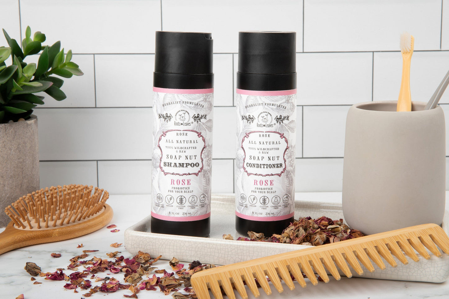 All Natural Soapnut SHAMPOO - ROSE- wild fermented probiotics for your scalp