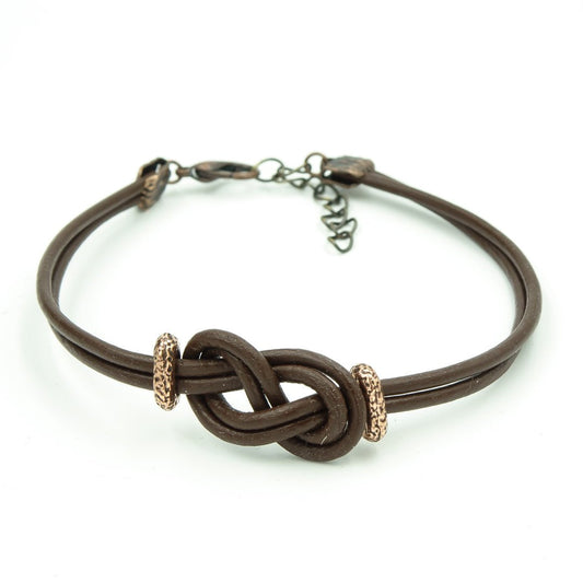 Greek Leather Infinity Knot With Copper
