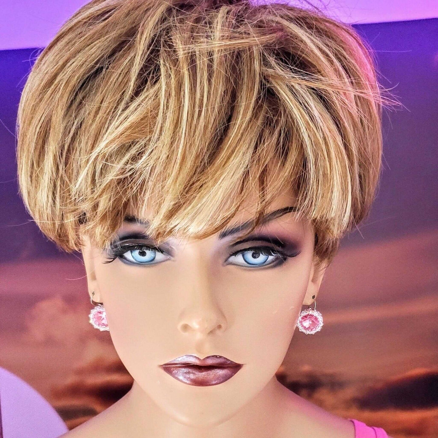 Handmade Beaded Bezel Pink Crystal Halo Earrings