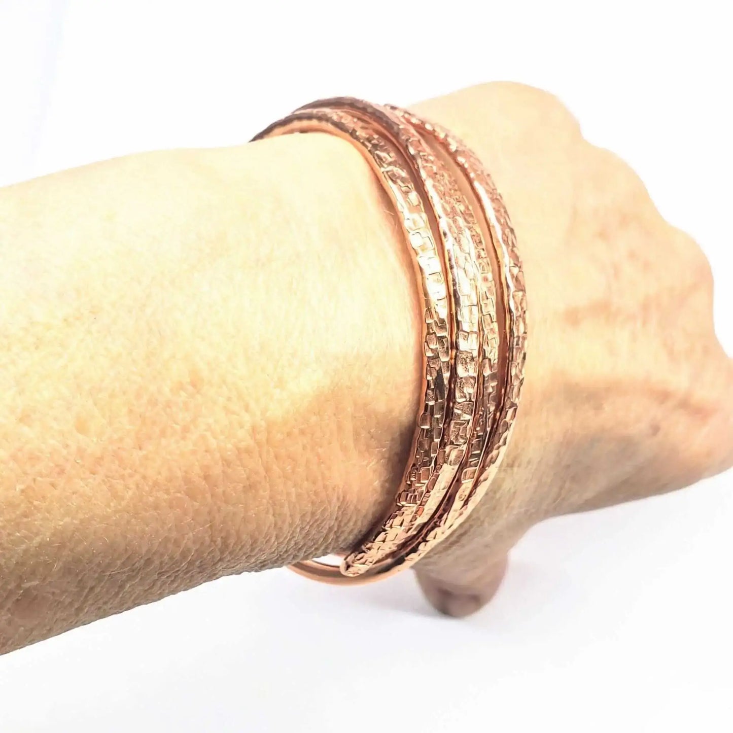 Copper Full Overlap Inter Locking Bangle Set