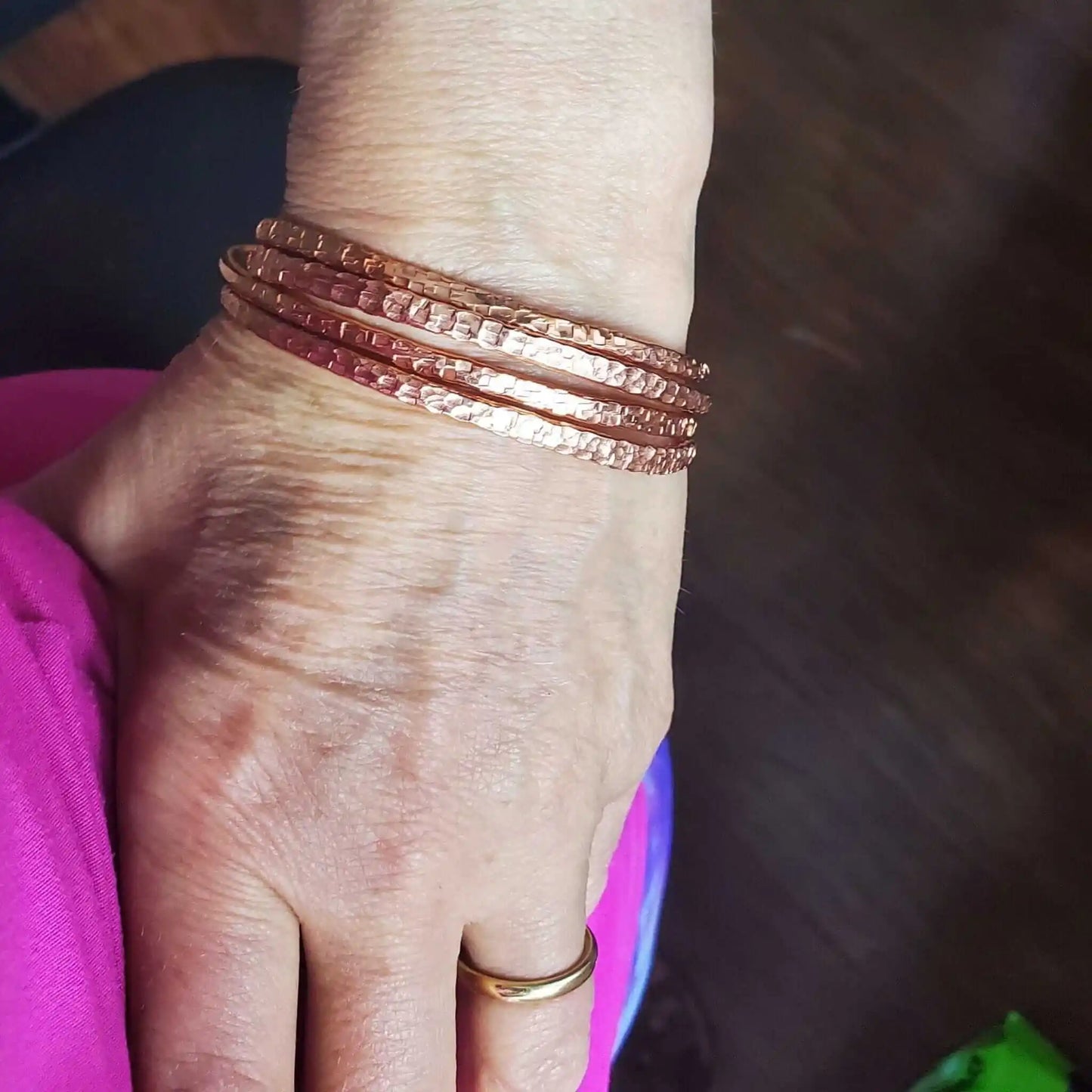 Copper Full Overlap Inter Locking Bangle Set