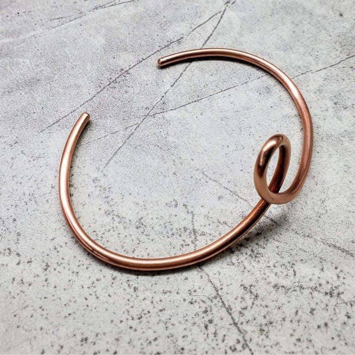 Handmade Sculpted Copper Teardrop Bangle