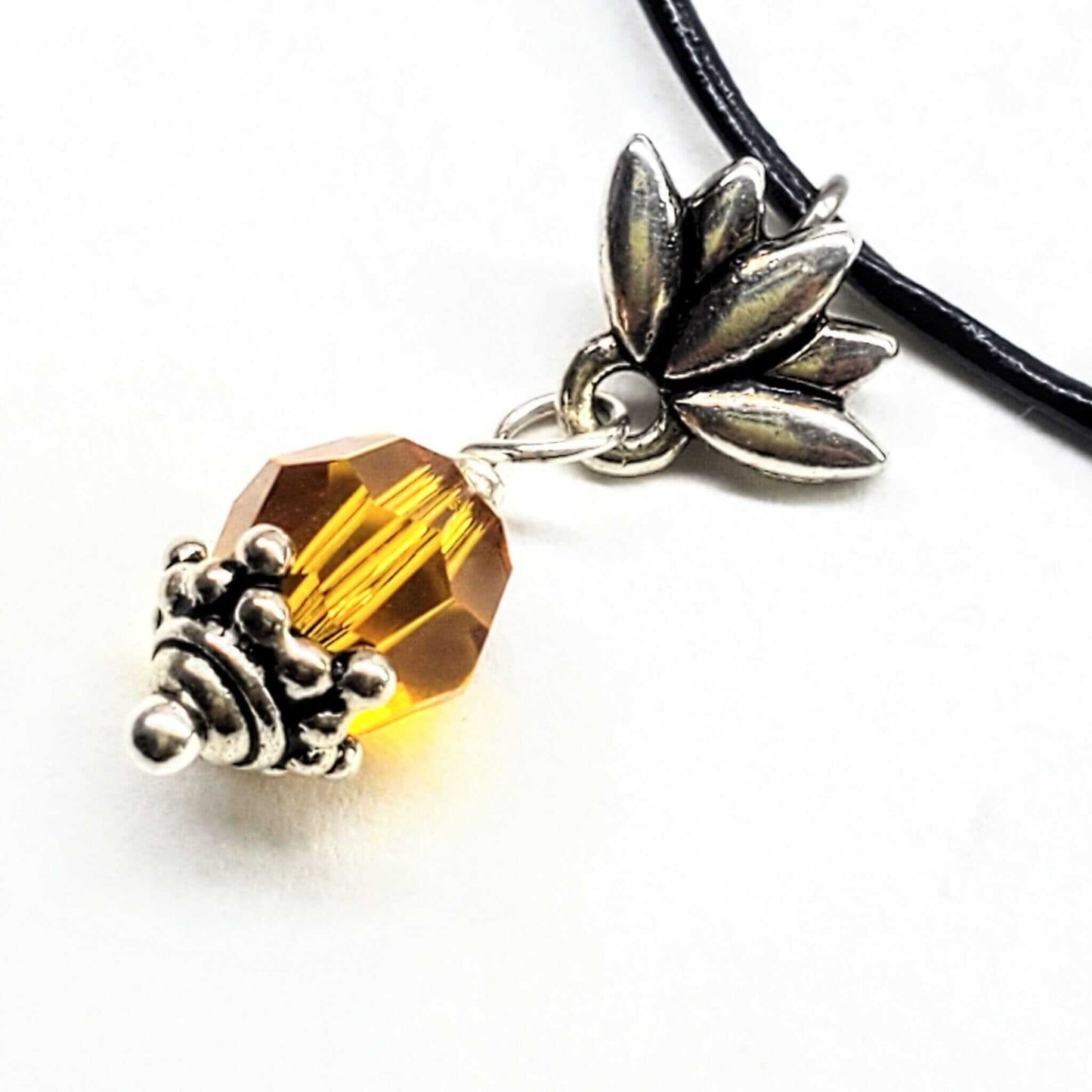 Handmade Silver Crystal Pineapple Leather Necklace