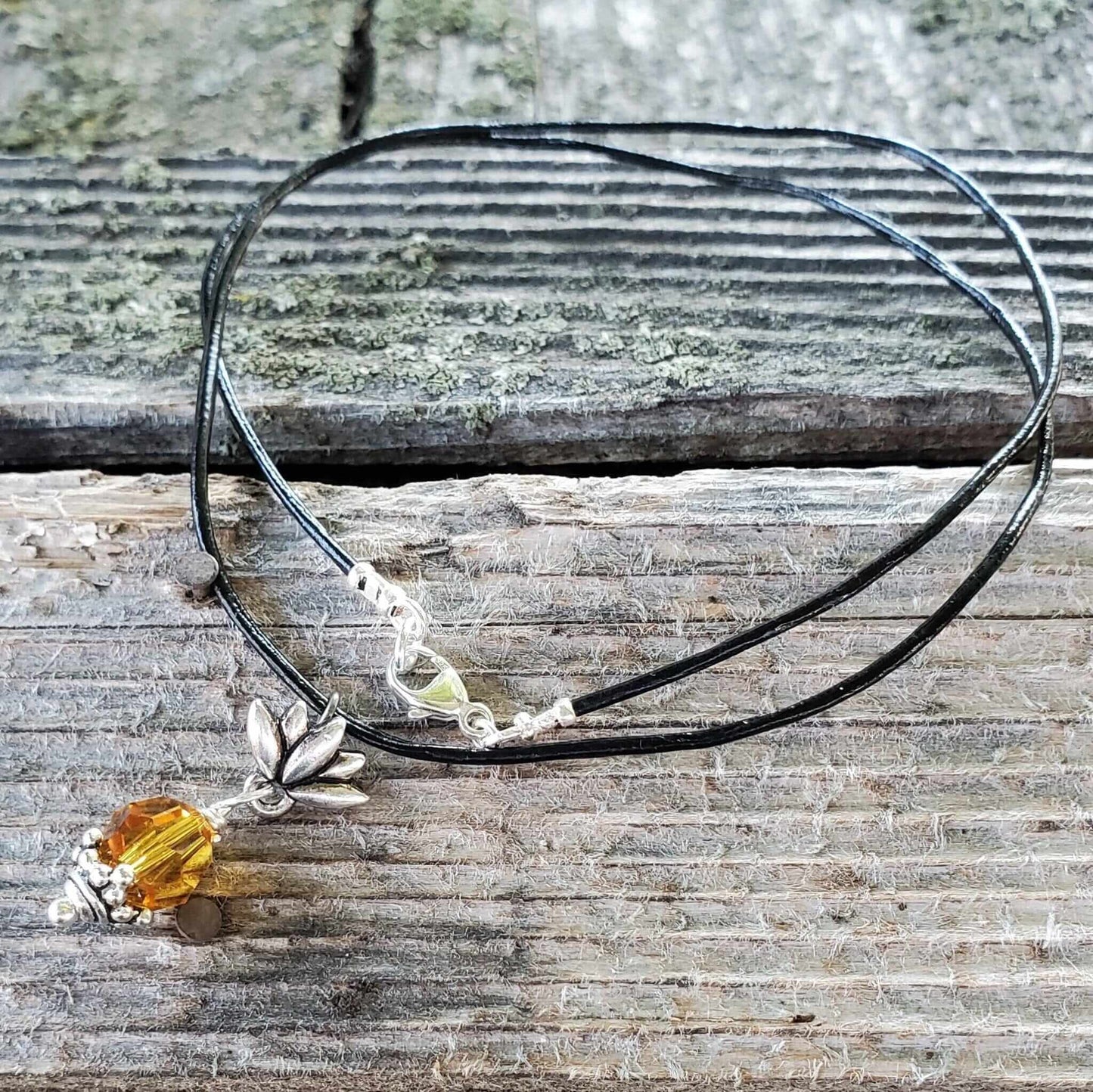 Handmade Silver Crystal Pineapple Leather Necklace