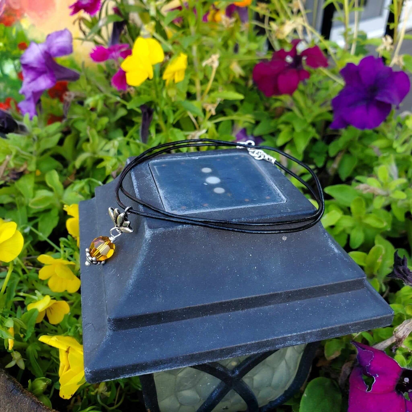 Handmade Silver Crystal Pineapple Leather Necklace