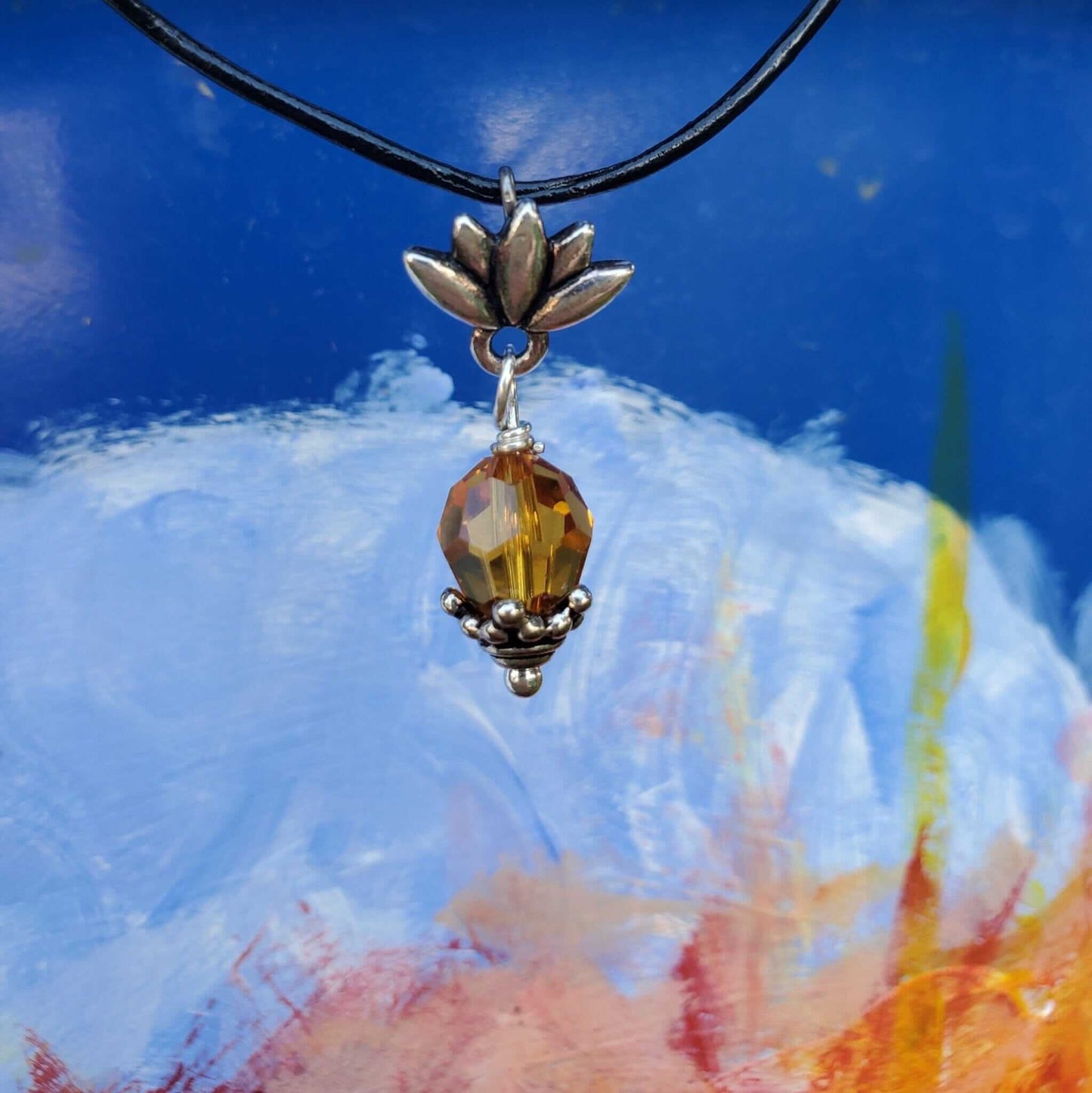 Handmade Silver Crystal Pineapple Leather Necklace