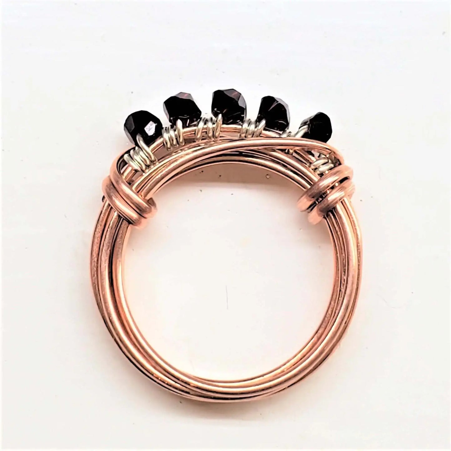 Handmade Wire Wrapped Copper Crystal Birthstone Bling Ring