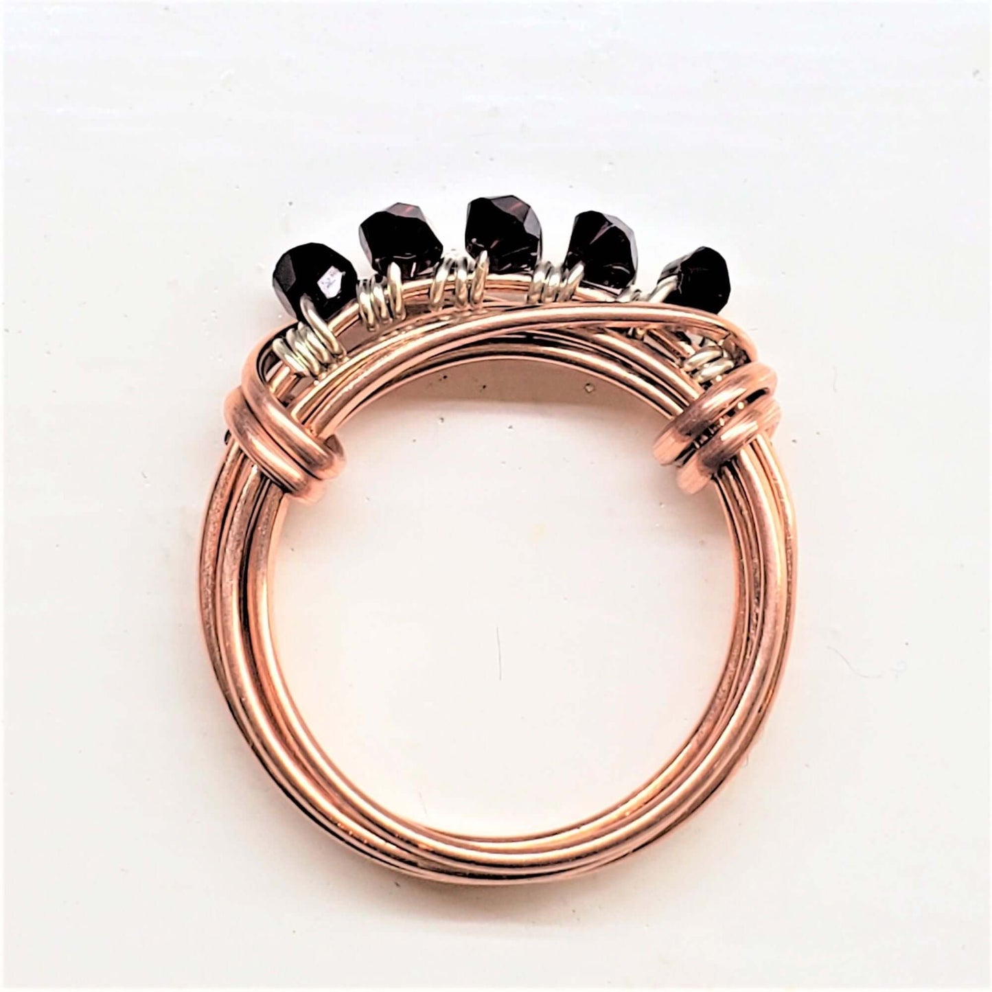 Handmade Wire Wrapped Copper Crystal Birthstone Bling Ring