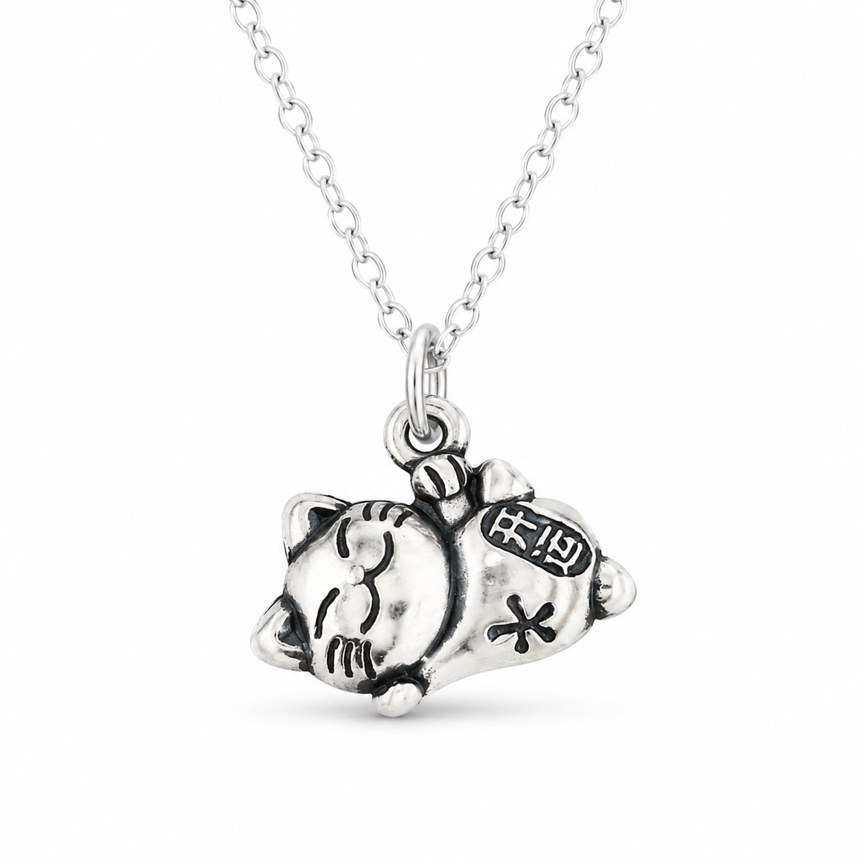 Sterling Silver Lucky Cat Necklace