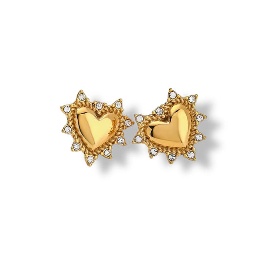 Spike Gold Heart Earrings