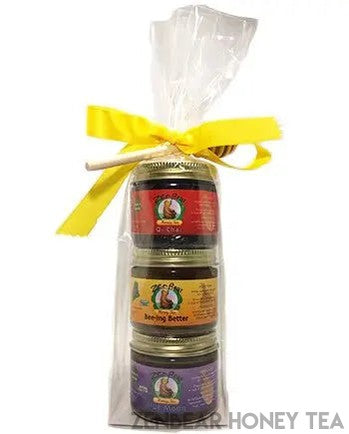 3-Flavor Honey Tea Mini Assortment – Organic Wellness Gift Set (3 x 3 oz)