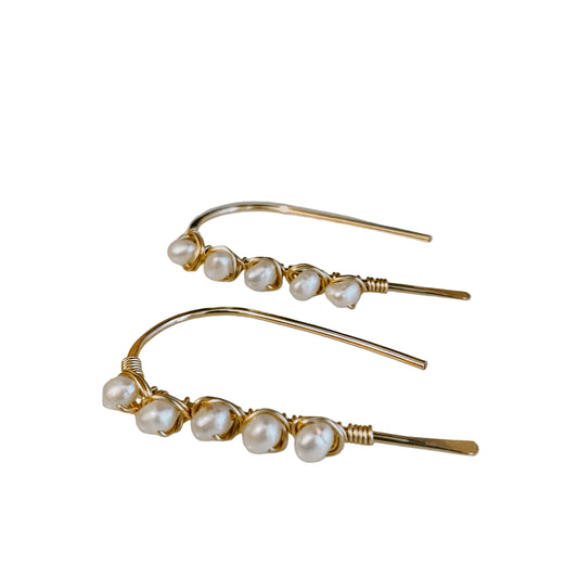 Mini Pearl U Shaped Threader Earrings