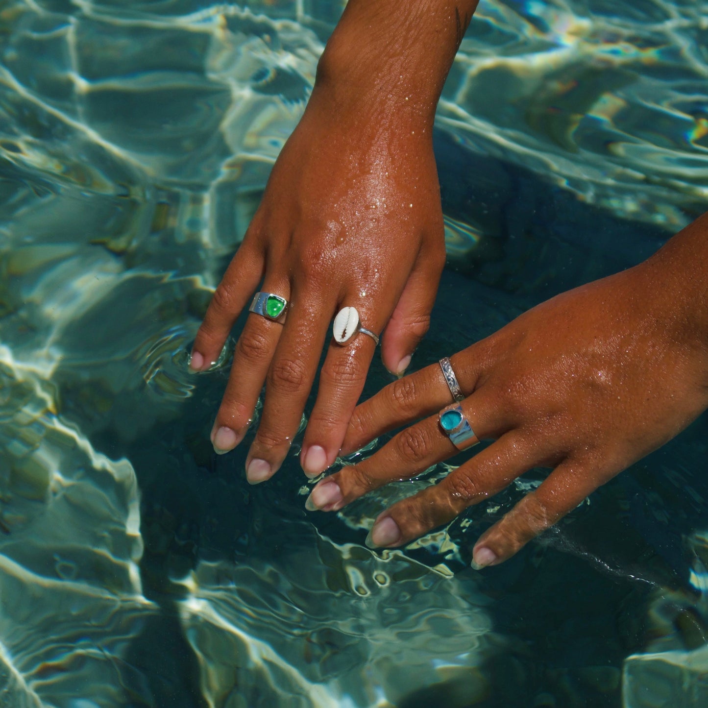 Blue Bold Sea Glass Band (Handmade)