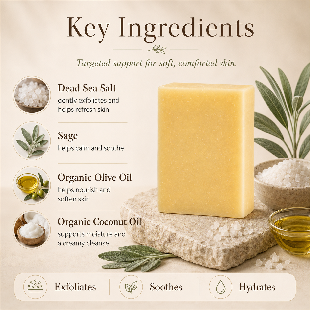 Sage + Sea Salt Exfoliating Bar