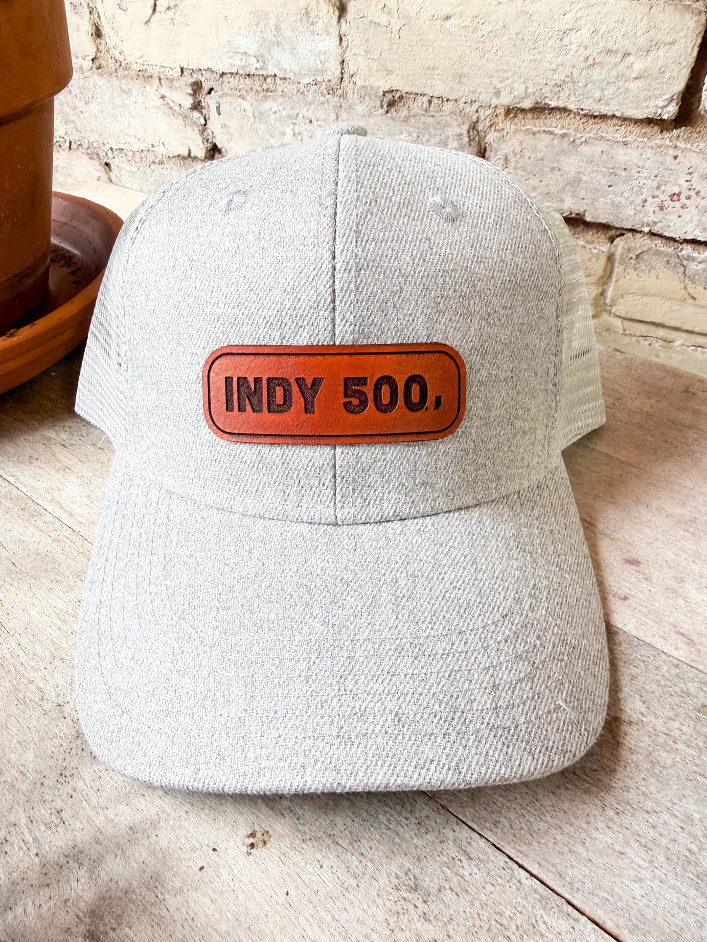 Indy 500 Rectangle Leather Patch Hat – Heather Gray