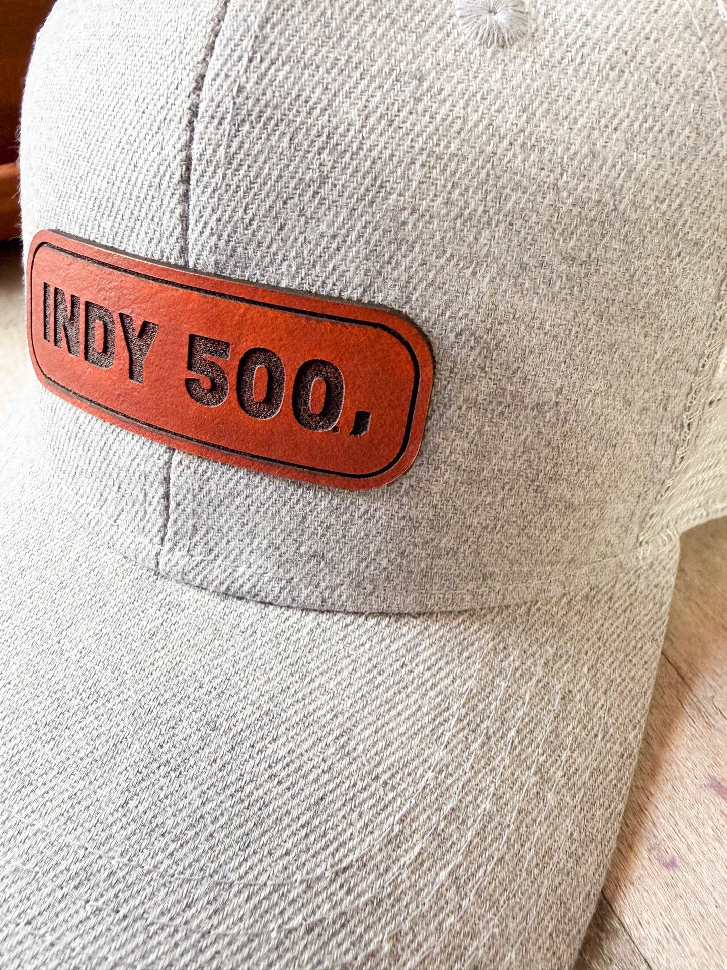 Indy 500 Rectangle Leather Patch Hat – Heather Gray