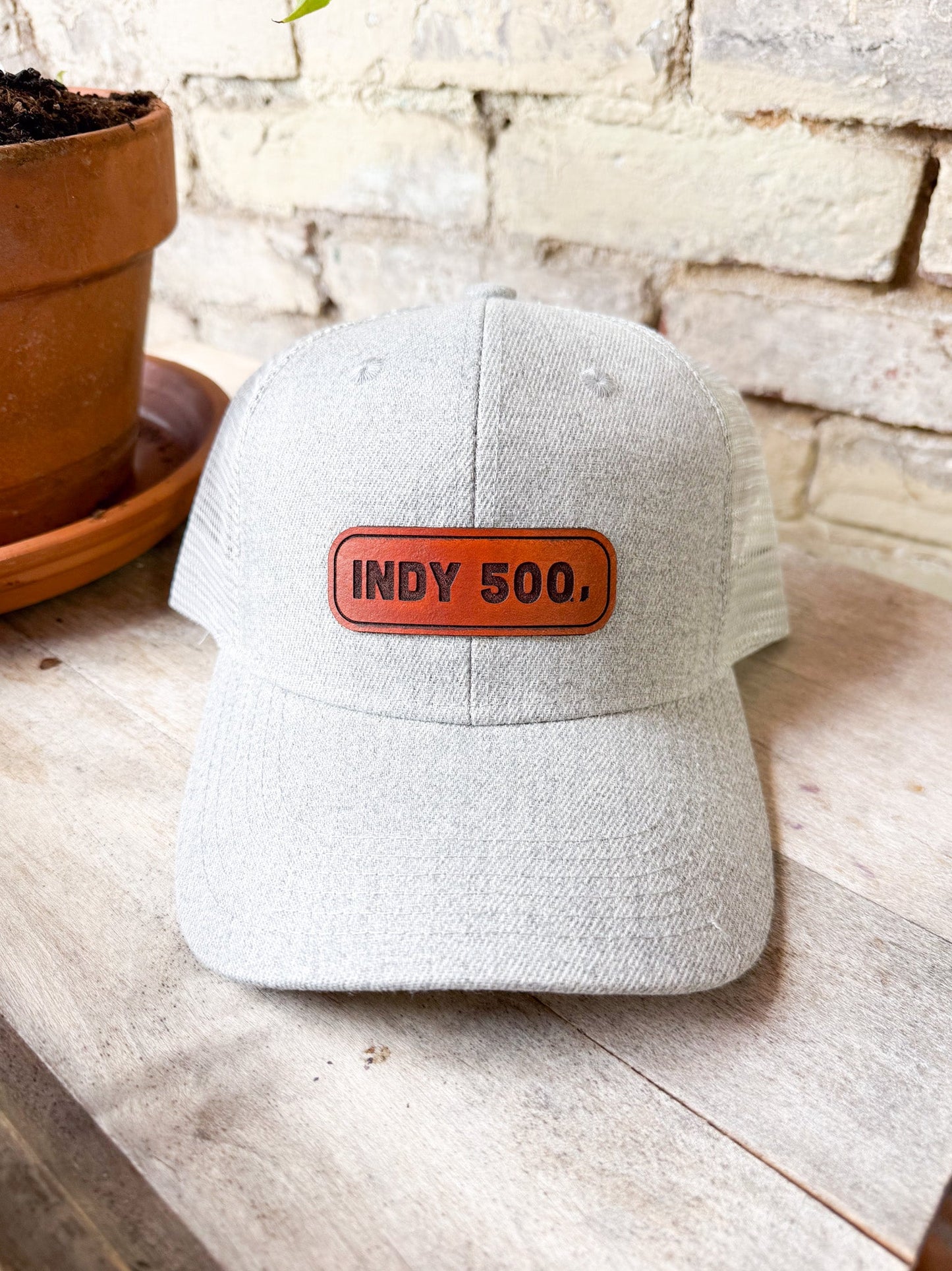 Indy 500 Rectangle Leather Patch Hat – Heather Gray