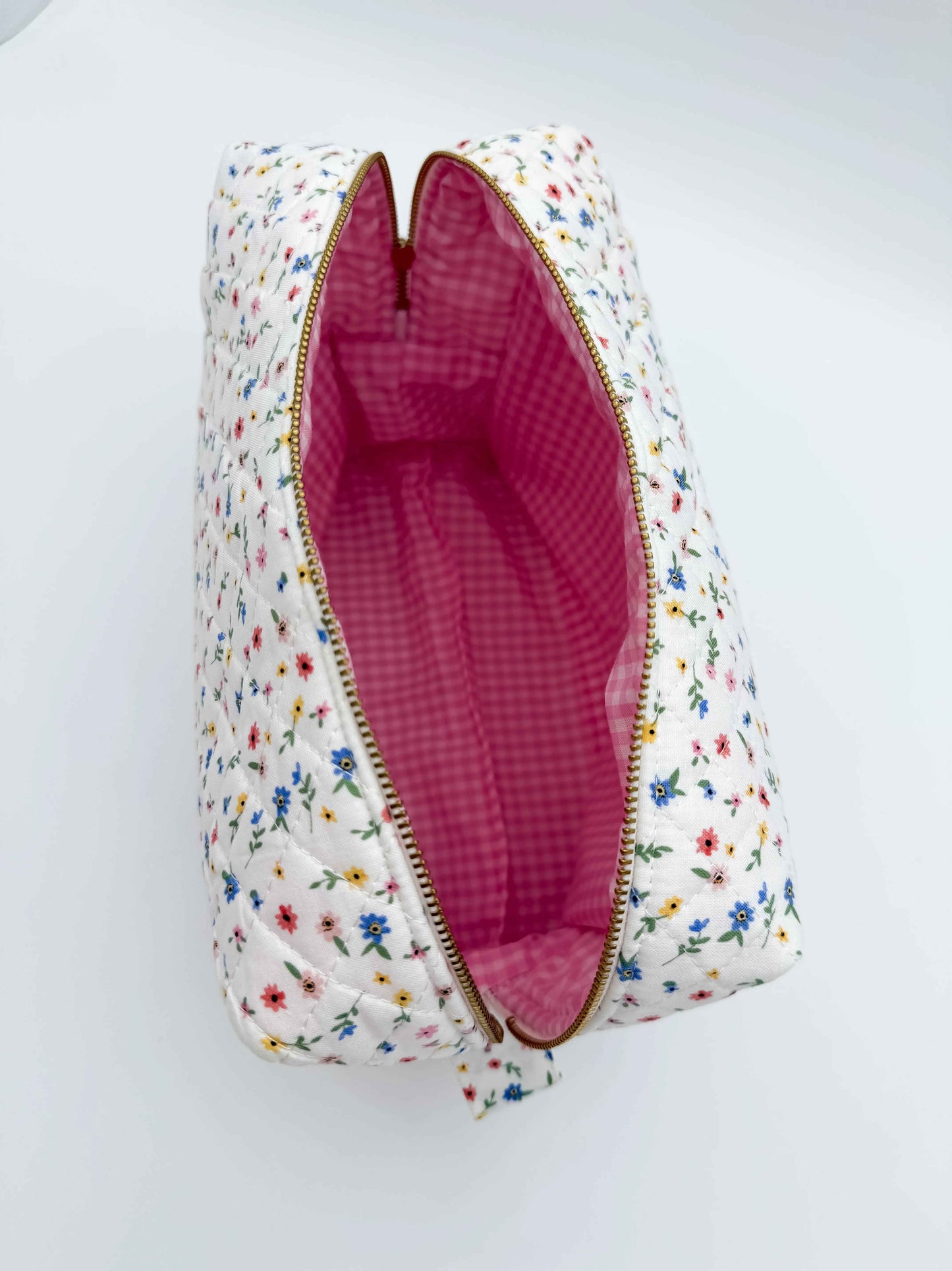 Handmade Boxy Makeup Bags in Wildflower Meadow Pattern - Stylish Toiletry Bags