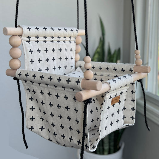 Indoor High Back Baby & Toddler Swing- Swiss Cross